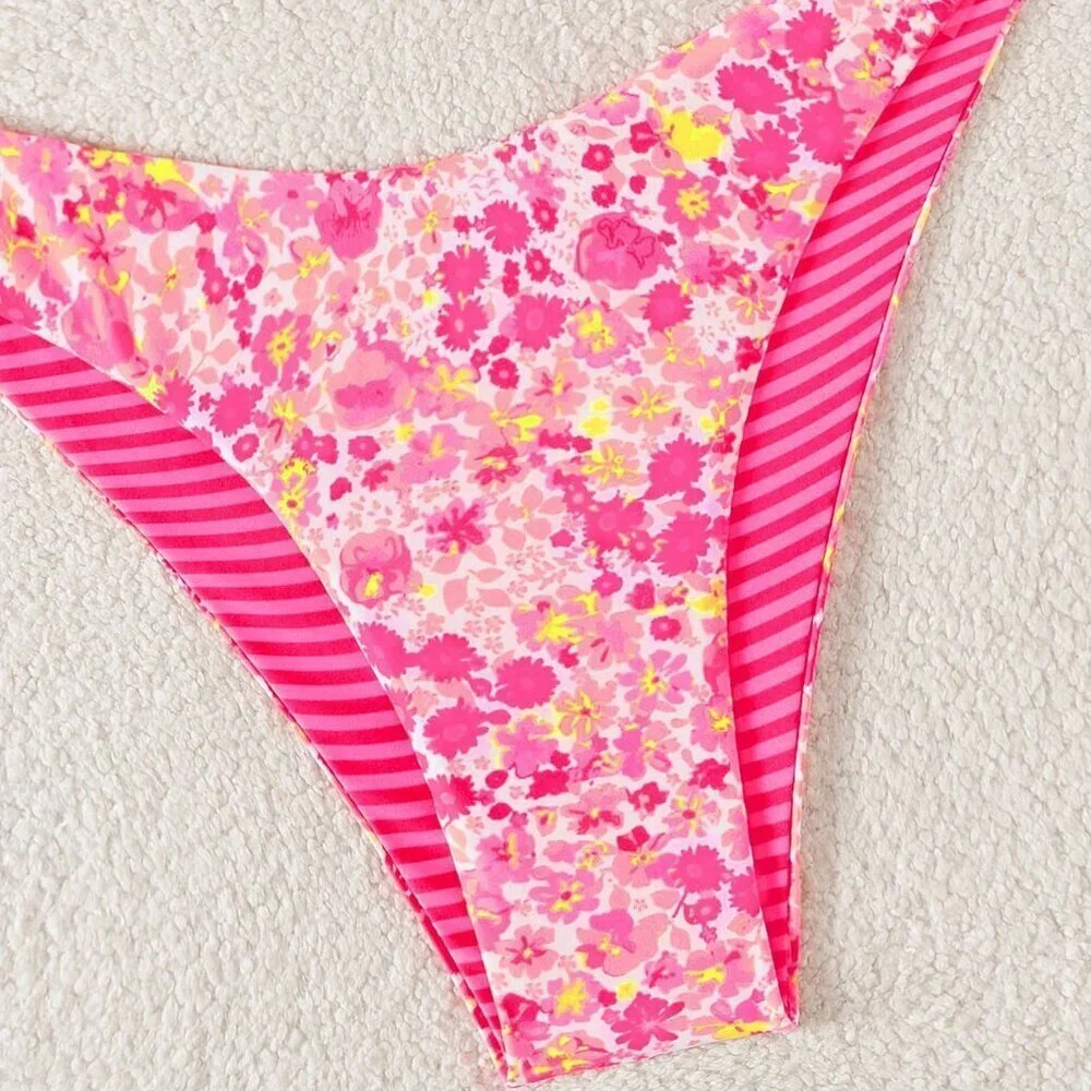 Pink Sexy Women's Reversible Print Bikini Set